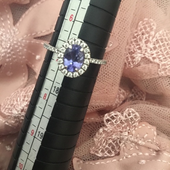 NWOT Vintage Solid 10K White Gold Tanzanite & Diamond Ring - Picture 7 of 14